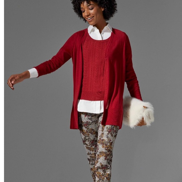 Carlisle Beauty Burgundy Cardigan Sweater set with Shell - Picture 16 of 16